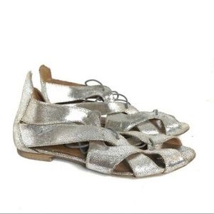 Jeffery Campbell Metallic Silver Lace-up Flat